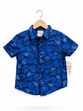 jumping beans Navy & Royal Blue Floral Button-Down Shirt